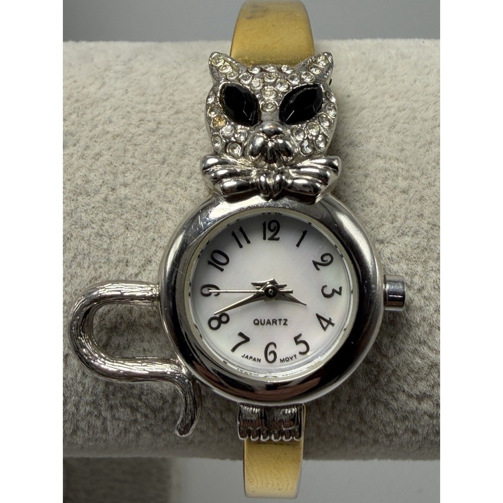 Avon F20675 New Battery Ladies Cat Cuff‎ MOP Watch 21MM 6.75"